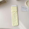 Pale yellow velvet crew socks with cute JK style knitting and soft texture - One Size / Light Yellow