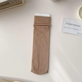 Sweet candy-colored khaki velvet crew socks for women in a stylish JK inspired look - One Size / Coffee