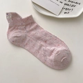 Chaussettes basses roses en coton à pois colorés et jolie broderie blanche - Rose