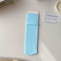 Light blue velvet long socks in sweet Japanese JK style with premium knit texture - One Size / Light Blue