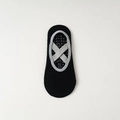 Non-slip yoga socks in black with grey criss-cross straps and silicone grip bottom - One Size / Black