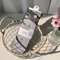 Sheer mesh crew socks for women featuring elegant daisy embroidery in grey mesh fabric - One Size / Black