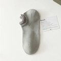 Calzini invisibili traspiranti grigio-verdi con polsini a costine viola a contrasto - Taglia unica / Grigio chiaro