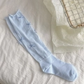 Lichtblauwe kniekousen in balletstijl met schattige strikjes en mesh textuur - Eén maat / Blauw