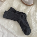 Schwarze süße Herz hohle Slouch Socken aus Baumwollmischung im stylischen College-Stil - Einheitsgröße / Dunkelgrau