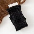 Chaussettes hautes en résille noire à pois argentés et bordures à volants Lolita - Noir