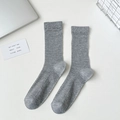 Vertical ribbed cotton socks in grey color for women with minimalist breathable design - Fine Ribbed Grey