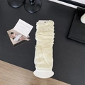 Creamy white slouchy thin knit arm sleeves with vertical ribbed texture for sun protection - One Size / Beige