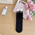 Chaussettes hautes noires ajourées avec bordure en dentelle blanche et emballage déco - Taille unique / Noir avec Blanc