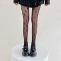 Collants gothiques noirs en dentelle ajourée avec motif floral pour un style Lolita - Taille unique / Noir