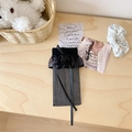 Japanese style black sheer socks with lace trim and long satin ribbon bow details - One Size / Black