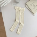 Breathable cream-white mesh calf socks in Japanese preppy style for summer wear - One Size / Beige