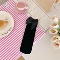 Chaussettes mi-mollet noires en velours style japonais avec un grand nœud en satin - Taille unique / Noir