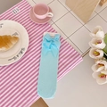 Chaussettes mi-mollet bleu clair pour filles avec grand nœud en satin et velours doux - Taille unique / Bleu