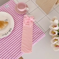 Pink Lolita style knee-high velvet socks featuring elegant bow tie details and soft texture - One Size / Pink
