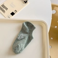 Grey speckled knit low-cut sock featuring an embroidered white patch detail - One Size / Green