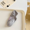 Chaussettes basses grises en tricot moucheté avec logo brodé rose et finitions - Taille unique / Gris