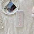 Chaussettes Lolita blanches à rayures évidées et jolis nœuds en soie rose - Taille unique / Base Blanche Noeud Rose