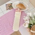Calze in pizzo beige con bordi rossi arricciati per donna in dolce stile Lolita - Beige con bordo rosso
