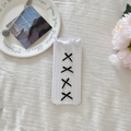 Chaussettes blanches Lolita en dentelle ajourée ornées de nœuds en ruban noir - Taille unique / Base Blanche Noeud Noir