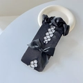 Calze a rete nere stile Lolita con volant in raso e grandi fiocchi decorativi - Taglia unica / Nero