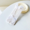 Calze a rete bianche Lolita con fiocchi in pizzo e design a rete a rombi - Taglia unica / Bianco