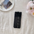 Chaussettes hautes en dentelle noire style Lolita avec petits nœuds et maille ajourée - Taille unique / Noir