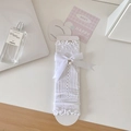 Scaldamuscoli bianchi Lolita con pizzo delicato, fiocco in raso e perla decorativa - Taglia unica / Bianco
