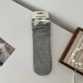Chaussettes grises en maille avec nœuds en dentelle blanche et accessoires en perles - Taille unique / Gris Nœud