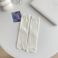 Calcetines tabi blancos con textura de canalé, diseño de dos dedos para chanclas - Talla única / Blanco