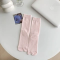 Calcetines Tabi rosas con textura de canalé, calcetines de algodón de dos dedos mujer - Talla única / Rosa Claro