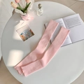 Süße pastellrosa gerippte Beinstulpen im minimalistischen japanischen JK-Stil - Einheitsgröße / Rosa