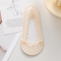 Chaussettes invisibles en dentelle beige avec motifs floraux pour chaussures d'été - Taille unique / Beige