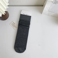 Dark grey ribbed mid-calf socks for women in soft cotton knit with a minimalist aesthetic - One Size / Dark Gray