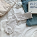 Calze bianche in maglia traforata con bordi a volant in dolce stile giapponese - Taglia unica / Cachi