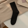 Thick black ribbed crew socks in cozy thermal knit for winter warmth and comfort - One Size / Black