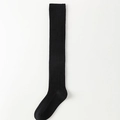 Over-the-knee high socks featuring black vertical stripes and ribbed knit texture - One Size / Black