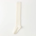 Chaussettes montantes crème en maille côtelée avec texture à rayures verticales - Taille unique / Blanc Cassé