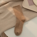 Caramel brown thickened knit socks in vertical stripe pattern for winter warmth - One Size / Light Coffee