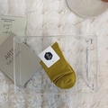 Ingwergelbe Strick-Baumwollsocken mit Vintage-Rollrand und Markenetikett am Schaft - Einheitsgröße / Gelb