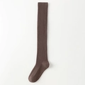 Dark brown ribbed over-the-knee socks with high-elasticity vertical stripe pattern - One Size / Dark Coffee