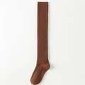 Vertical ribbed over-the-knee socks in deep brown finish for a classic winter style - One Size / Brown Coffee
