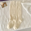 Cozy cream white calf-length plush socks in thick fleece for autumn and winter - One Size / Cream