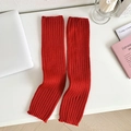 Jambières rouges en maille côtelée style Lolita japonaise pour mode d'hiver cosy - Taille unique / Rouge