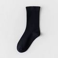 Calcetín clásico negro de algodón estilo media caña con puños elásticos acanalados y minimalista - Talla única / Negro