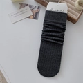 Deep charcoal grey ribbed knit slouch socks in a stylish Japanese ballet style - Dark Gray