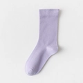 Zartviolette Baumwollsocken mit feiner Strickstruktur und elastischen Rippbündchen - Einheitsgröße / Lila