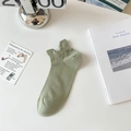 Breathable light green low cut cotton socks with protective heel tab for men - Green