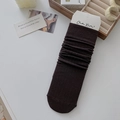 Chic dark brown ribbed slouch socks in ballet style for women, minimalist aesthetic design - Coffee