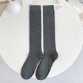 Dark gray knitted knee-high socks with elastic rib cuffs in a minimalist JK style - One Size / Dark Gray